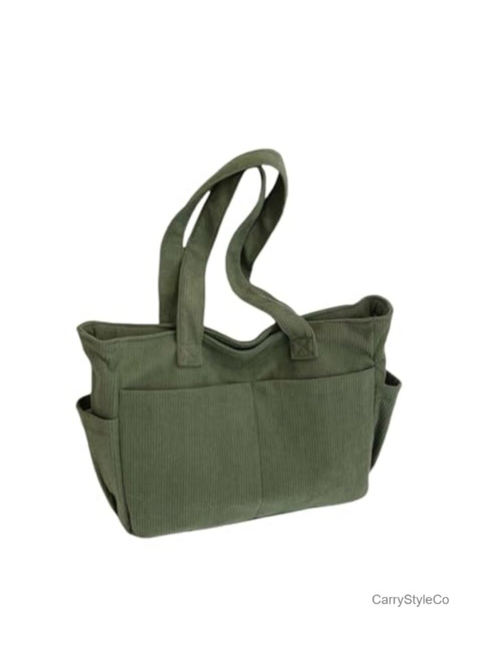 Corduroy Tote Bag Large Capacity Handbag Zipper Satchel